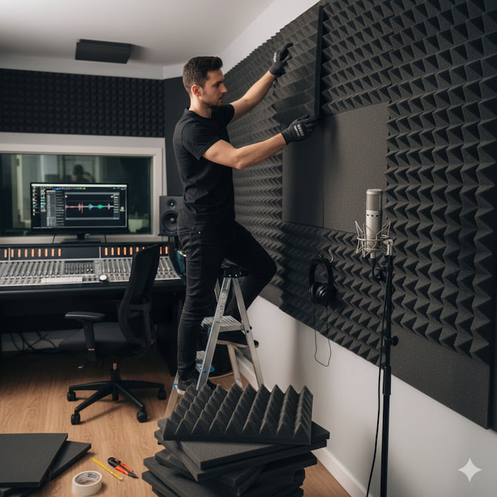 Como instalar espuma acústica sem danificar a parede ou o teto